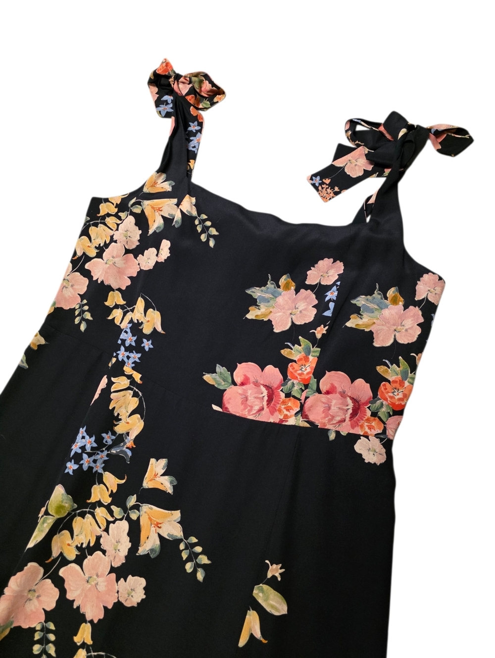Sézane Dorotha Dress in Calvi Floral Black Pink Midi 100% Silk– Size EU 44/12 US - Picture 7 of 14